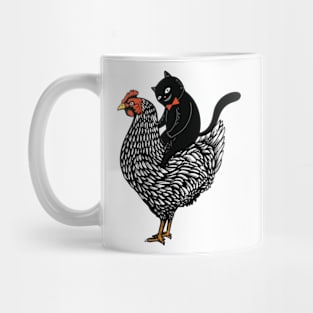 Tuxedo Cat on a Chicken Mug